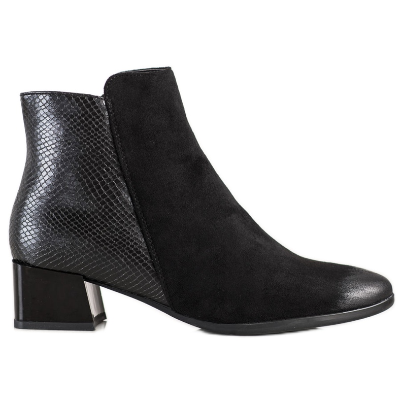 Botas con inserto VINCEZA con estampado de serpiente negro Botas con inserto VINCEZA con estampado de serpiente negro