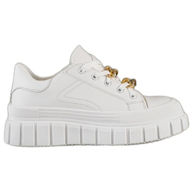 SHELOVET Zapatillas con cadena de moda blanco