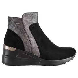 Botas de moda en la cuña VINCEZA negro plata gris