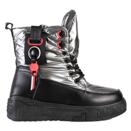 Seastar Botas de nieve cálidas en la plataforma negro gris
