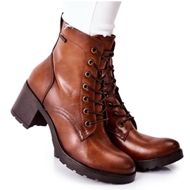 Vinceza Botas cálidas de mujer en el talón Camel Dunaff marrón