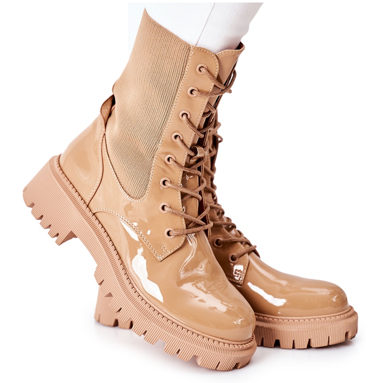 PM1 Botas de Mujer Trabajadoras Lacadas Caqui Maxine marrón