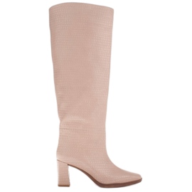 Marco Shoes Botas de tacón para pantorrilla ancha beige