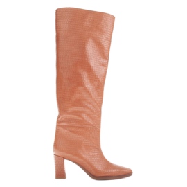 Marco Shoes Botas de tacón para pantorrilla ancha marrón