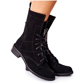 Botines Mujer Piel Velour Botas Nicole Black 2581/028 negro