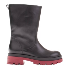 Marco Shoes Botas de plena flor en un trampero negro Marco Shoes Botas de plena flor en un trampero negro