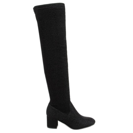 Botas mosqueteras con hilo brillante negro 168-155 Negro