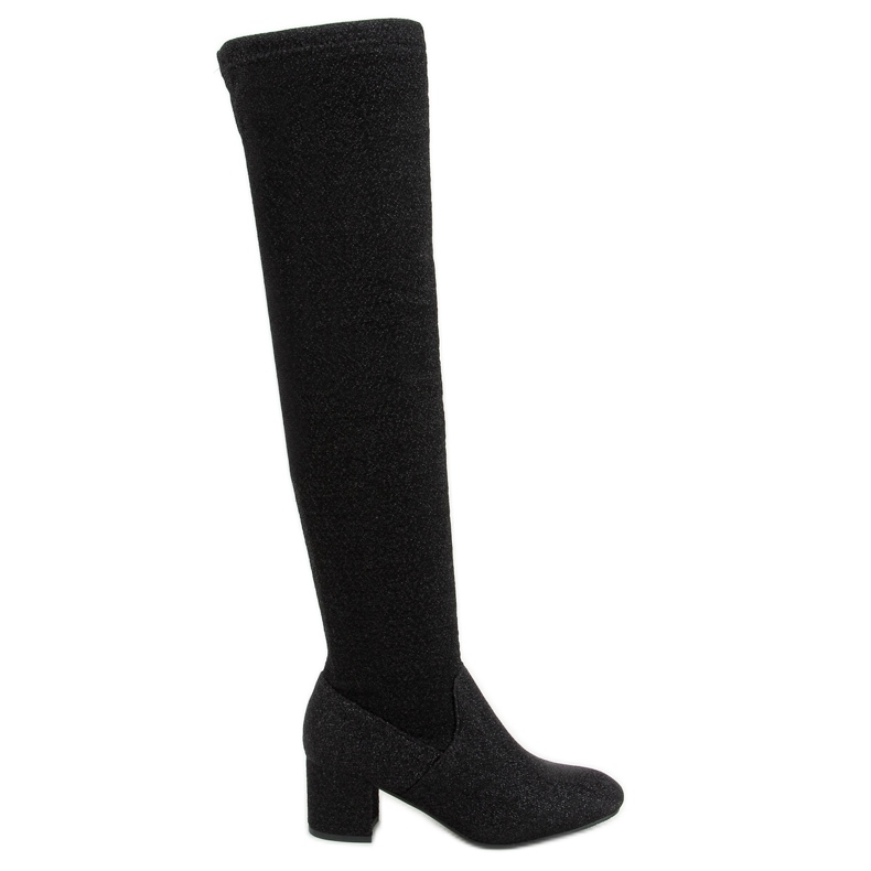 Botas mosqueteras con hilo brillante negro 168-155 Negro Botas mosqueteras con hilo brillante negro 168-155 Negro
