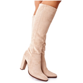 PS1 Botas cálidas de mujer en el talón Beige Finner