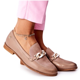 Zapatos Brogues Mujer Maciejka Mocasines Lacados Beige 4099B-04 / 00-1