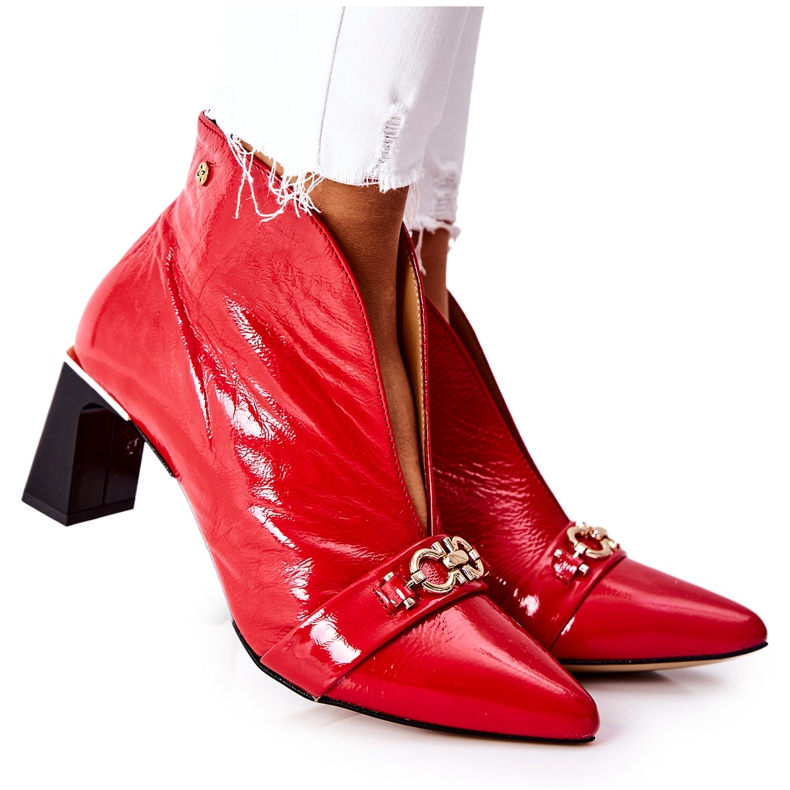Botas de cuero en un poste Maciejka Red 05262-08 rojo Botas de cuero en un poste Maciejka Red 05262-08 rojo
