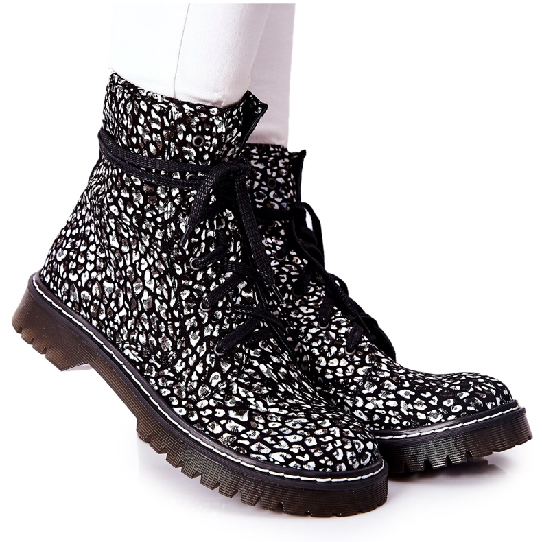 Botas de mujer Glany Workers Maciejka Negro-Blanco 01609-48