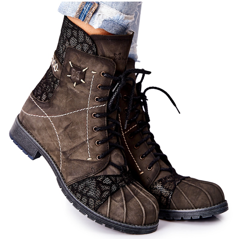 Botas cálidas de piel para mujer Maciejka Olive 03961-24 verde