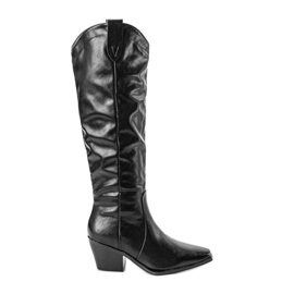 Botas de vaquero negras en el poste de Norris negro Botas de vaquero negras en el poste de Norris negro