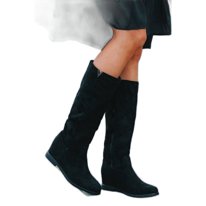 Botas negras en la cuña Nana cubierta negro