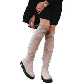 Botas beige decoradas planas Lia