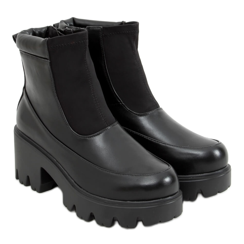 Negro Botas de suela gruesa CH19208 Negro