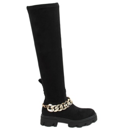 Botas mosqueteras con suela gruesa ML174 Microfibre Black negro