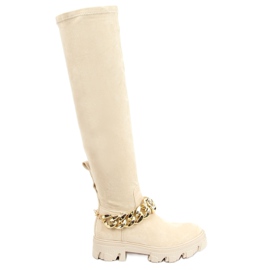 Botas mosqueteras con suela gruesa ML174 Microfibre Beige
