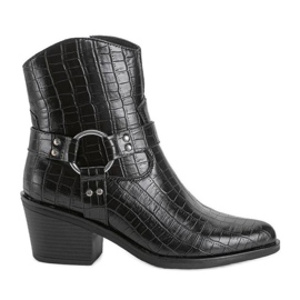 Bota cowboy negra con estampado de cocodrilo Lav negro