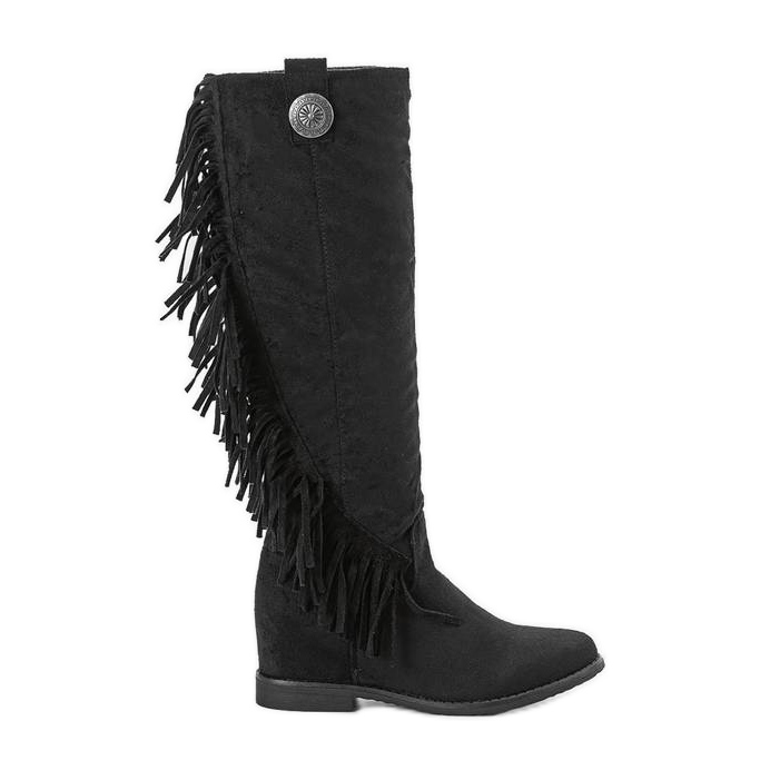 Botas negras con tacón de cuña Hally oculto negro