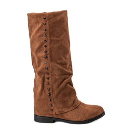 Botas camel en el tacón de cuña Colorado marrón