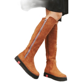 Botas camel decoradas planas Liana marrón