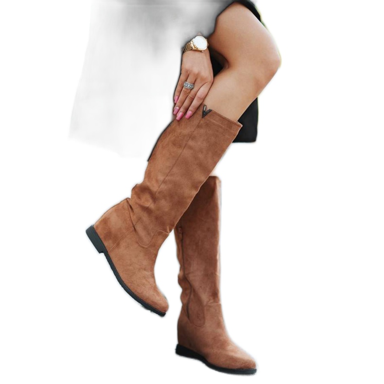 Botas camel con cuña Nana marrón Botas camel con cuña Nana marrón