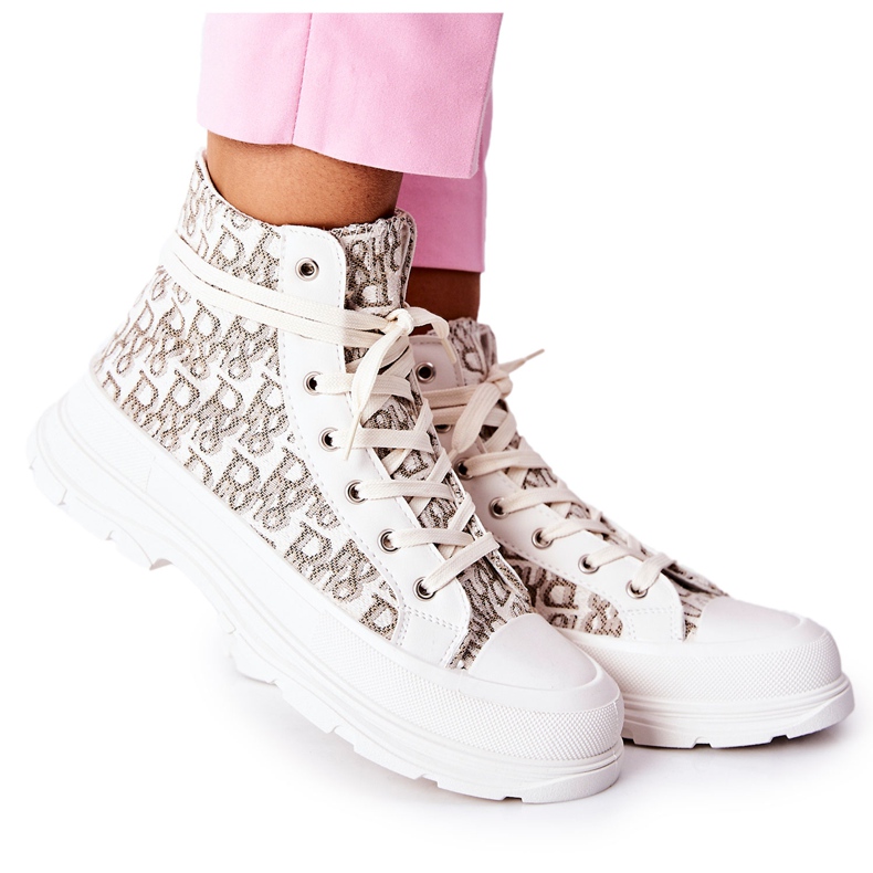 FB3 Zapatillas de deporte de caña alta para mujer con estampado Only You en blanco