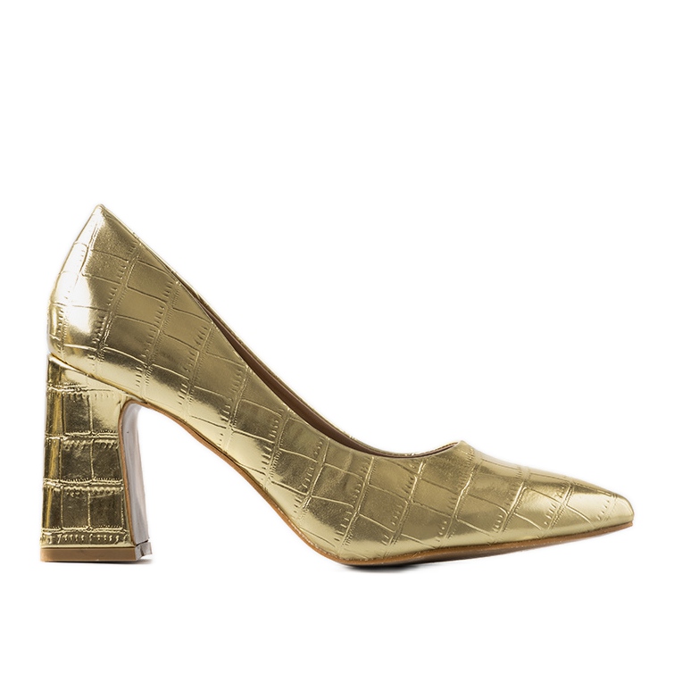 Zapatos de salón dorados con estampado de piel de cocodrilo Matilda