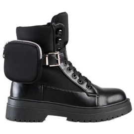 WELLSPRING Botas cómodas con bolsillo negro