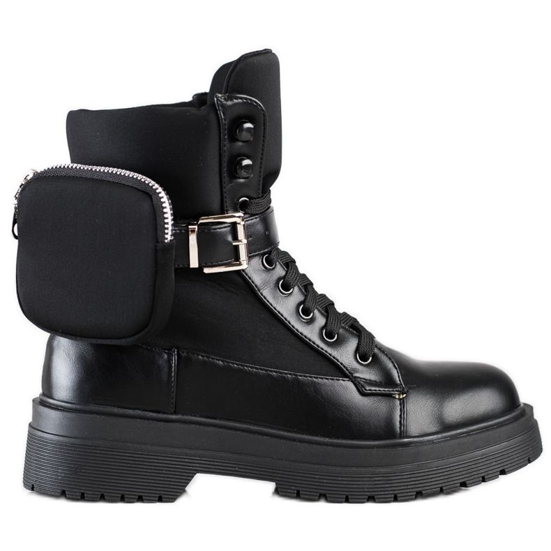 WELLSPRING Botas cómodas con bolsillo negro