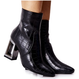 S.Barski Botas Negras Mujer Piel Cocodrilo Milo negro