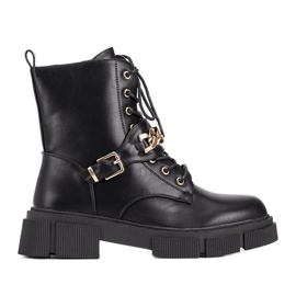 Botas de montaña negras con cadena Laurette dorada negro Botas de montaña negras con cadena Laurette dorada negro