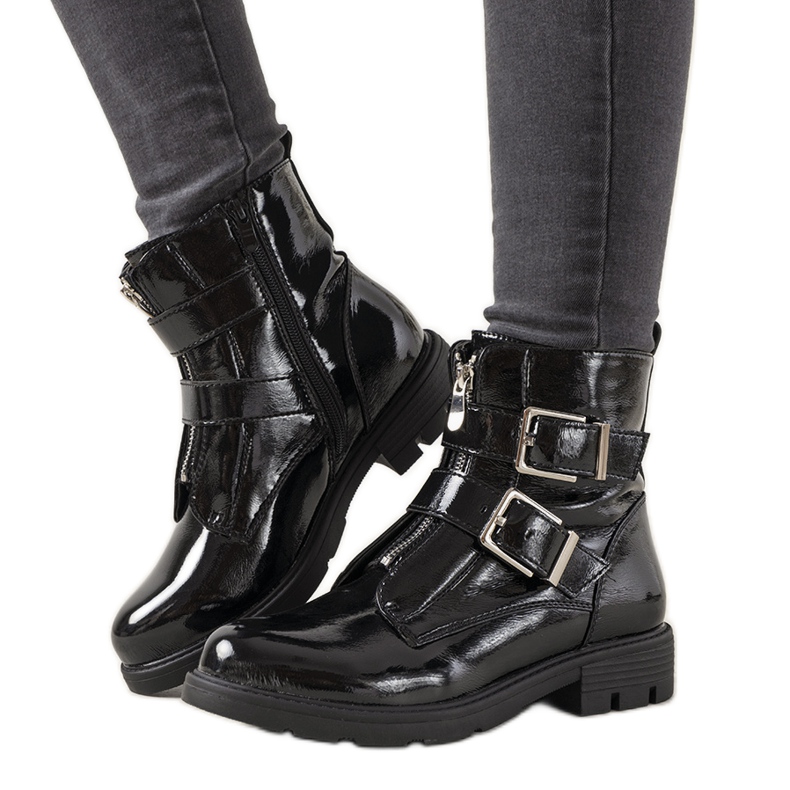 Botas de mujer charol negro Bonami