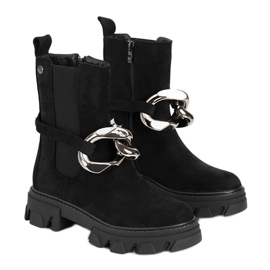 Botas negras con cadena dorada de Gareau negro