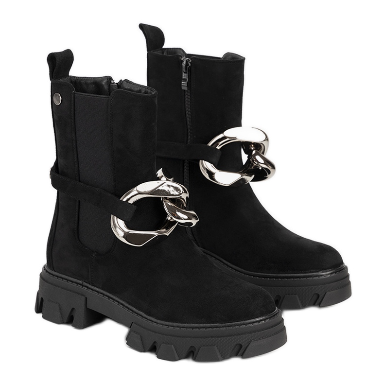Botas negras con cadena dorada de Gareau negro