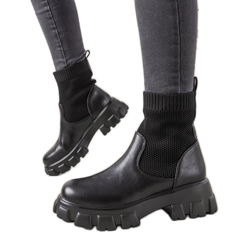 Botas negras con parte superior de calcetín de Slainie negro