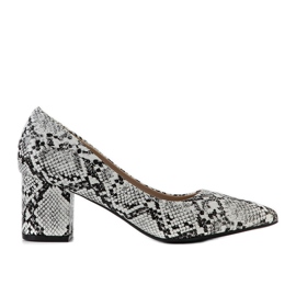 Zapatos de tacón en blanco y negro con estampado de piel de serpiente Liddell