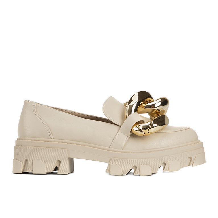Mocasines beige con cadena Larisa gruesa