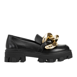 Mocasines negros con cadena Larisa gruesa Mocasines negros con cadena Larisa gruesa
