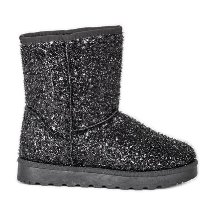 Botas de nieve negras brillantes de Moon negro plata