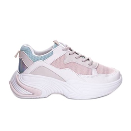 Zapatillas Yumiko de malla color crema blanco rosa
