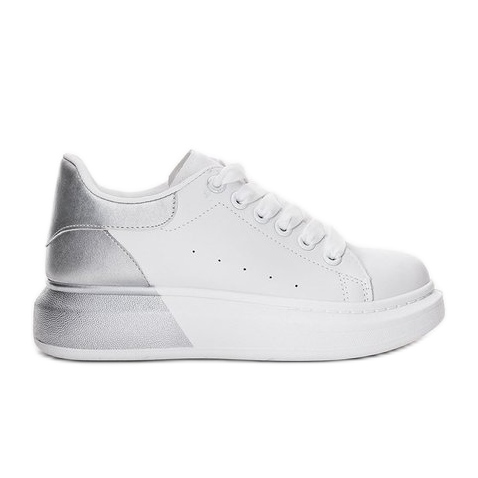 Zapatillas blancas con parte superior Run plateada blanco Zapatillas blancas con parte superior Run plateada blanco