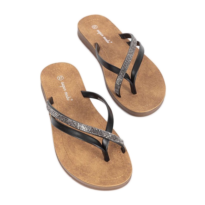 Chanclas de fiesta en la playa negras negro