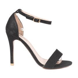 Sandalias negras con tacón Silver Night negro