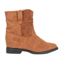 Botines camel con tacón de cuña Buena cubierto beige marrón