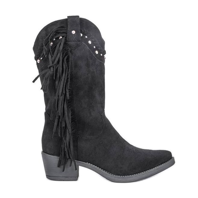 Botas vaqueras altas negras con chorros Clover negro