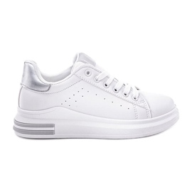 Zapatillas blancas con suela plana de nikki blanco plata