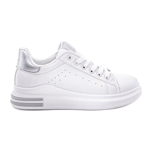 Zapatillas blancas con suela plana de nikki blanco plata
